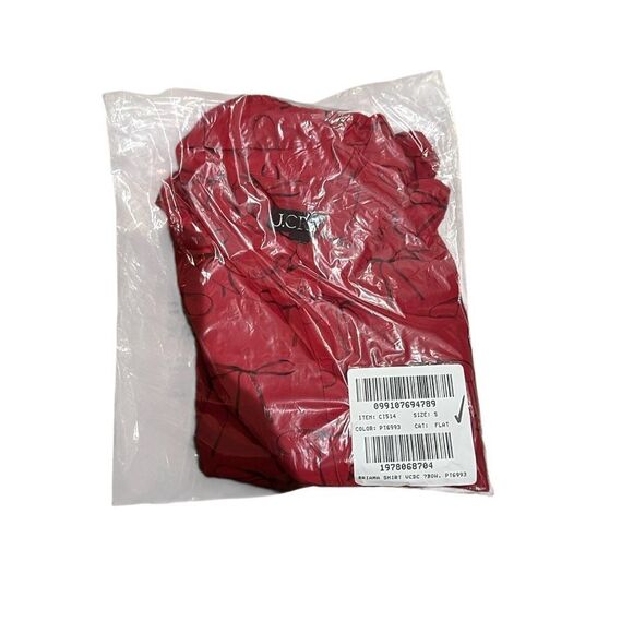 NWT J CREW Removable tie-neck button-up shirt in bow-print crepe de chine in red - Picture 5 of 5